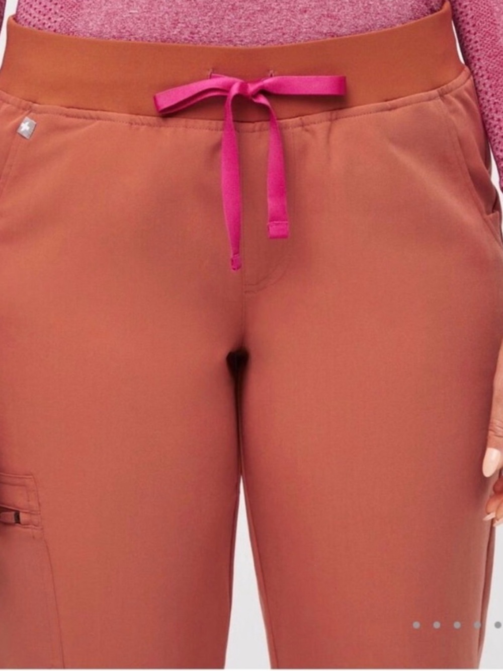 Figs Terracotta Zamora (Retired Color) Joggers with Pink Drawstring - Picture 3 of 7